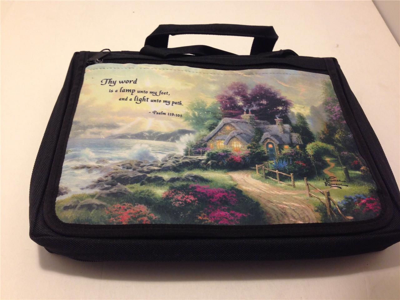 BRAND NEW THOMAS KINKADE XL BIBLE BOOK COVER WITH ZIPPER PSALM 119105