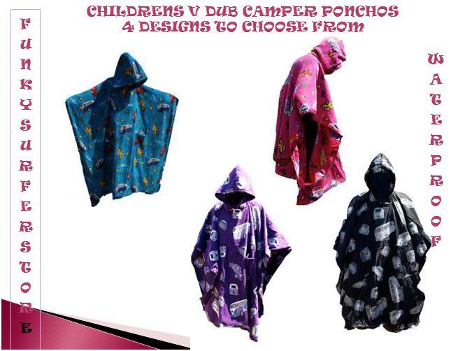 CHILDRENS WATERPROOF JACKET PONCHO RAIN MAC FLEECE LINED VDUB CAMPERVAN