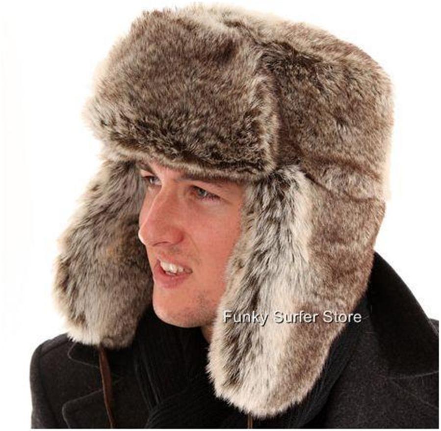 MENS WOMENS TRAPPER HAT RUSSIAN COSSACK USHANKA FAUX FUR HATS BROWN