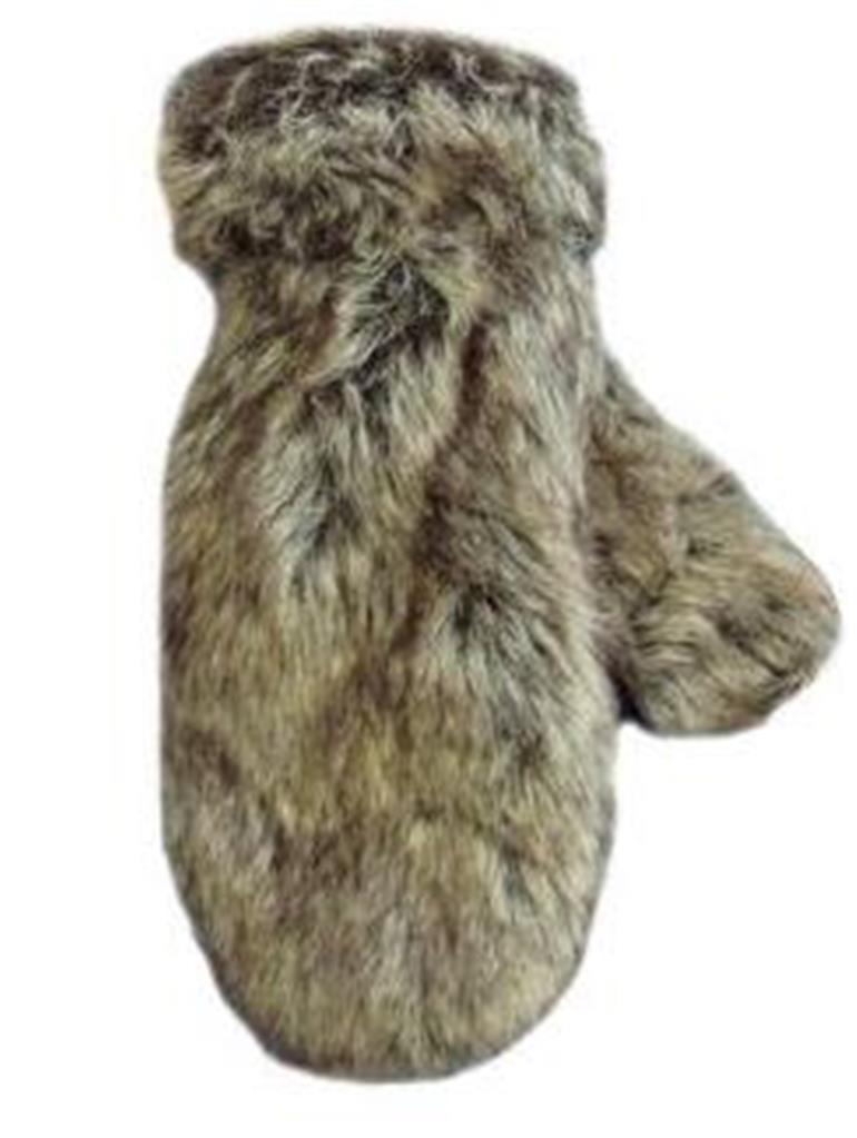 WOMENS FAUX FUR GLOVES MITTENS LEOPARD PRINT FLEECE LINED WINTER GLOVES