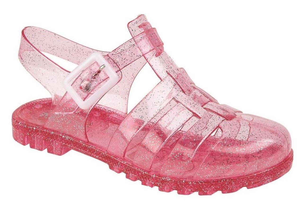 GIRLS TODDLER GLITTER SUMMER JELLY SHOES SANDALS WATER BEACH FLIP FLOPS