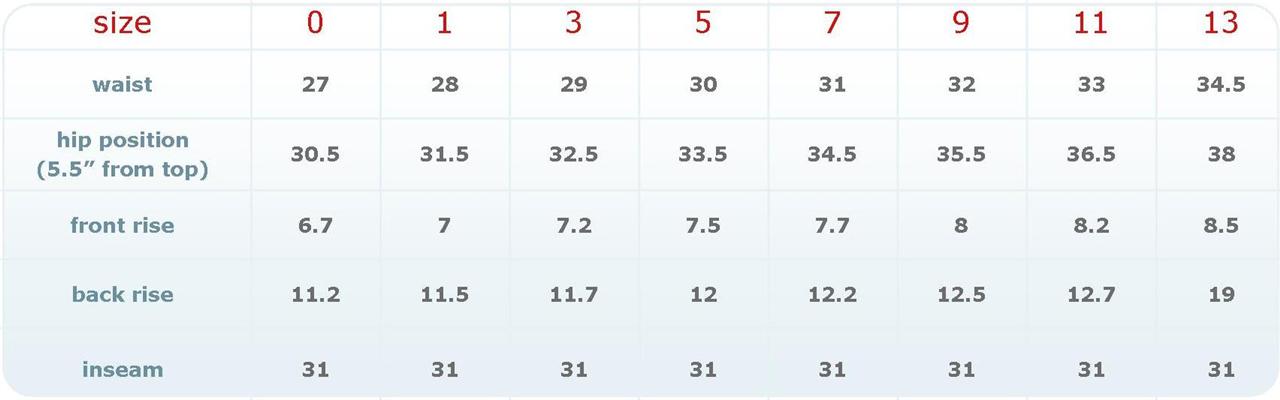 mudd jeans size chart