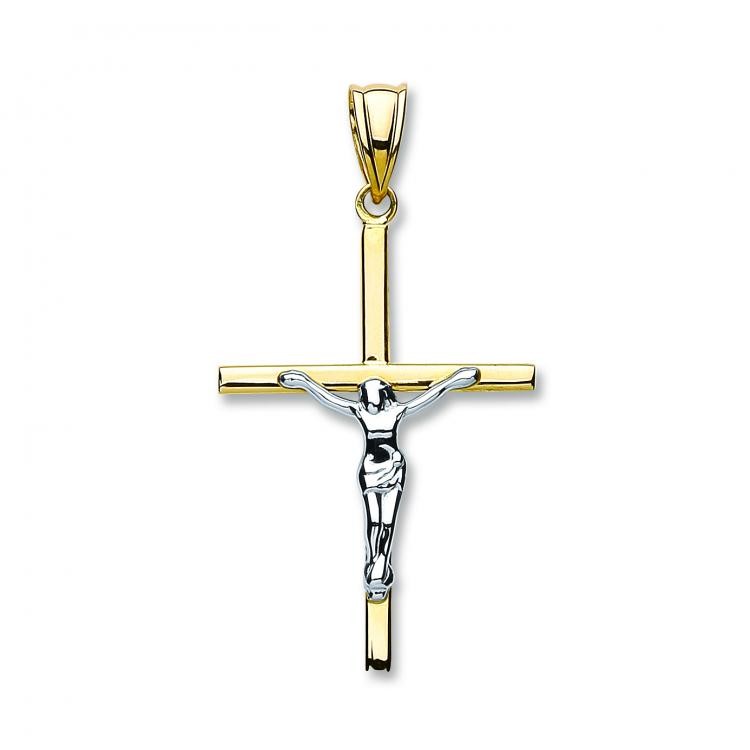 Details about 9ct Yellow  White Gold Hollow Crucifix Cross Pendant ...