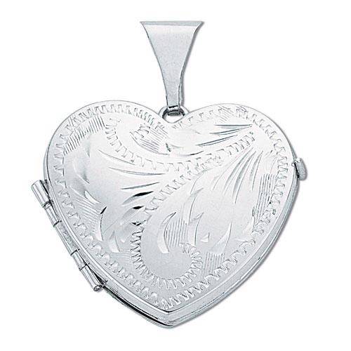 Sterling Silver Heart Shaped 4 Photo Family Locket Full Engraved