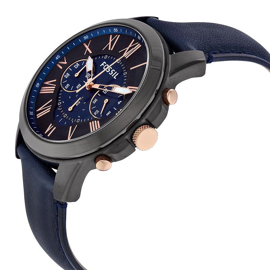 fossil fs5061 grant navy blue leather gold crown fossil fs5061 grant navy blue leather gold crown