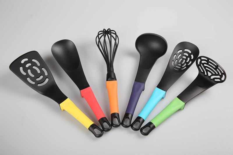 Kitchen Utensils Set 6 Piece Multi Coloured Raised Handles ...