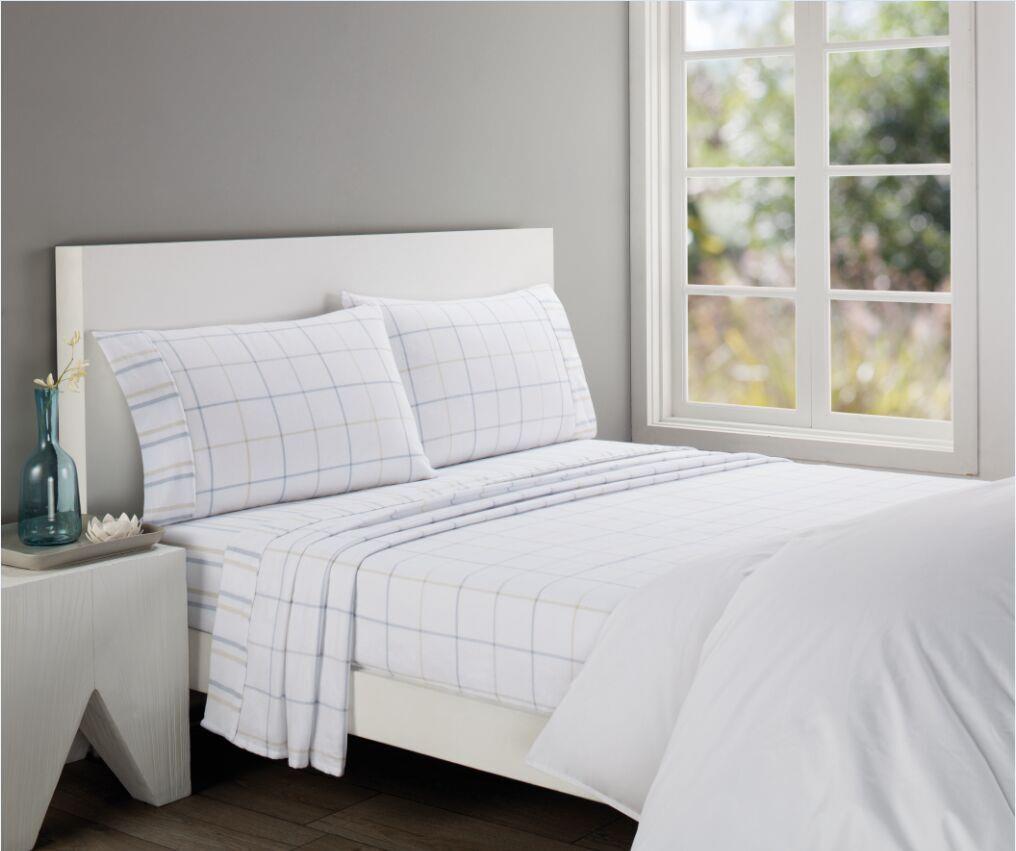 Queen 1000TC Egyptian Cotton Flannel/Flannelette Flat,Fitted Sheet Set