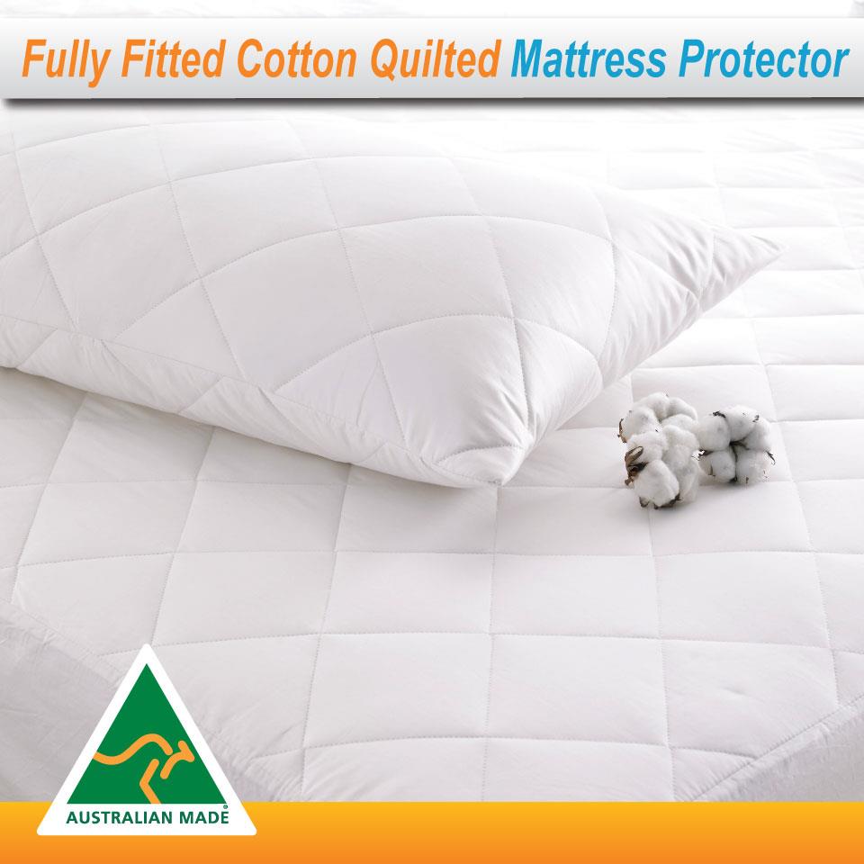 Cotton Quilted Aus Made Fully Fitted Bed Mattress Protector(All Size