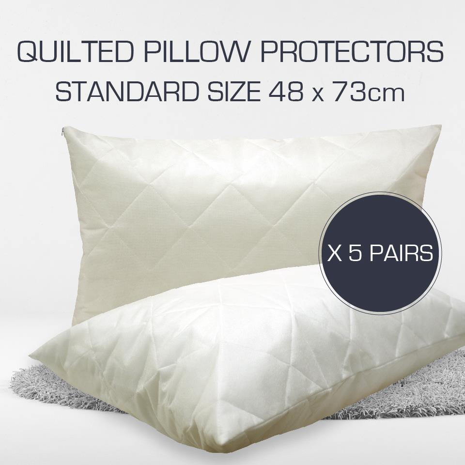 BULK BUY 10 x Quilted STANDARD Size Pillow Protectors 48cmx73cm NEW