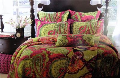 Cynthia Rowley TWIN Tropical Paisley QUILT forter bedding