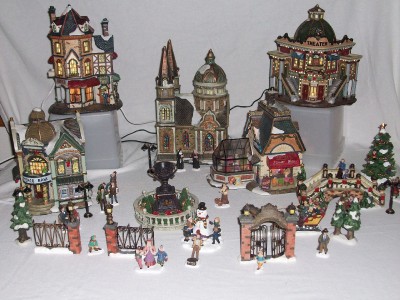 37 pc fiber optic victorian village set grandeur noel 2003 37 pc fiber optic victorian village set grandeur noel 2003