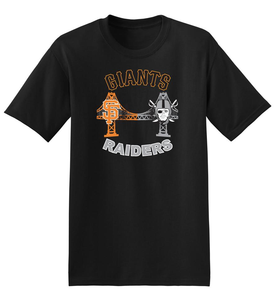 Men's SF Giants and Oakland Raiders Hanes 5170 50/50 Cotton/Poly T