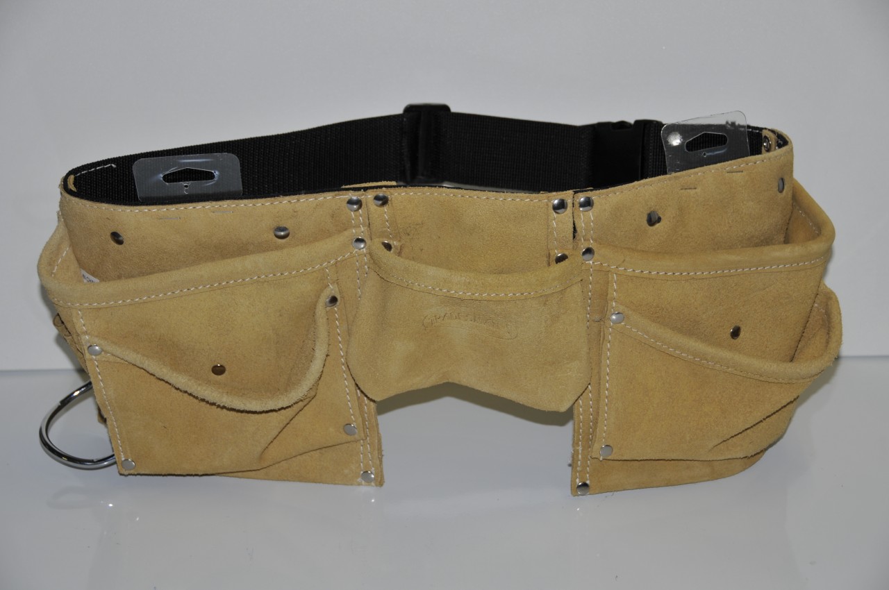 Tradesman BUILDERS Leather Suede WORK BELT 8 Pocket CARPENTERS Tool