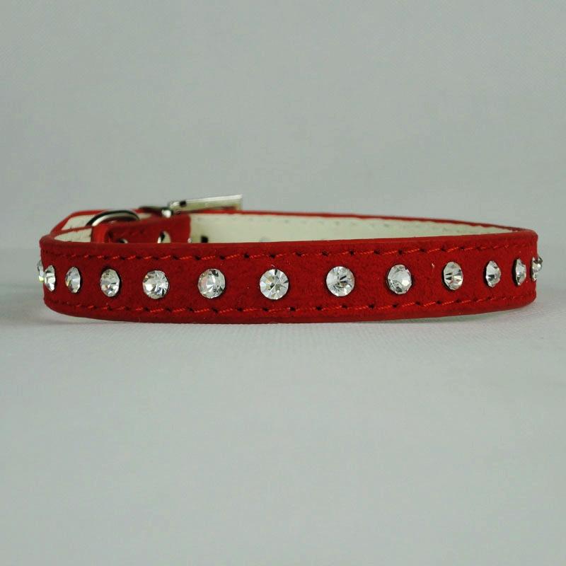 ... -Leather-One-Row-Cute-Diamante-Cat-Dog-Collar-Size-X-Small-And-Small