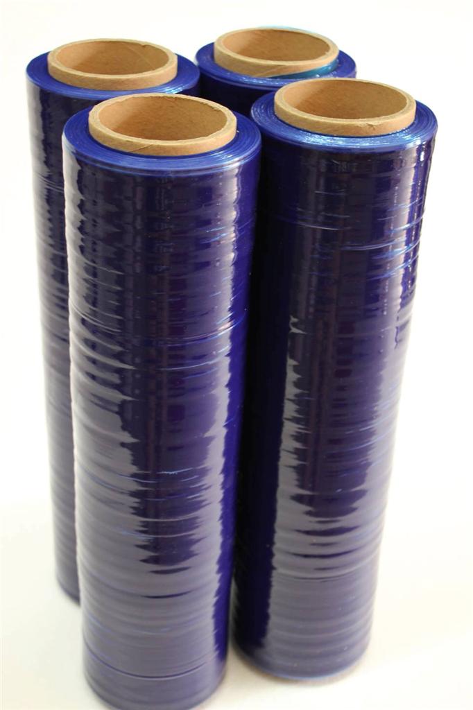 4 Rolls Blue Hand Stretch Plastic Film Shrink Pallet Wrap 18" x