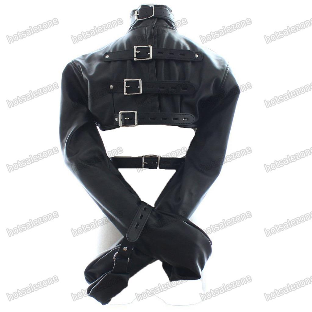 Women PU Leather Half Body Harness Cupless Straight Jacket Restraint