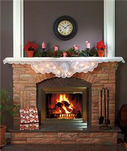 Elegant Christmas Holiday Lighted Lace Fireplace Mantel Scarf Very