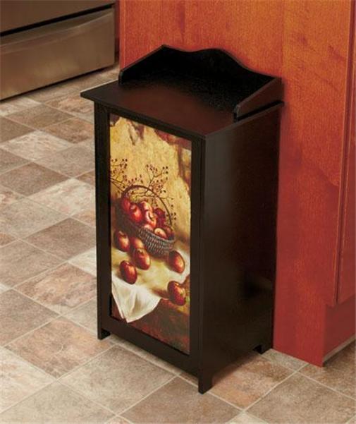 CHARMING WOODEN TRASH GARBAGE BIN W HINGED LID ROOSTER