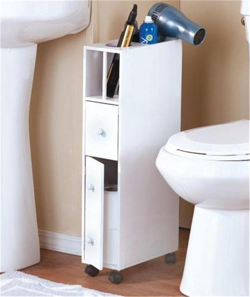 SLIM SPACE-SAVING ROLLING BATHROOM STORAGE ORGANIZER CABINET W