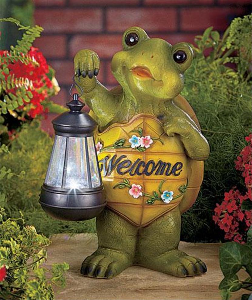 welcome frog garden statue