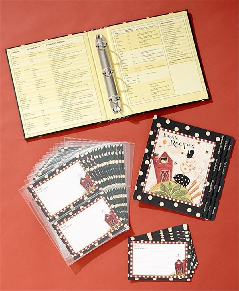 COUNTRY STYLE RECIPE KEEPER BINDER RECIPE CARD PAGE PROTECTOR SET OR
