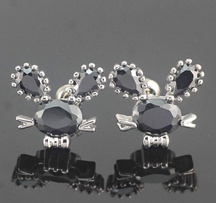 ewelry Gemstone Silver Stud Earrings 14mm F