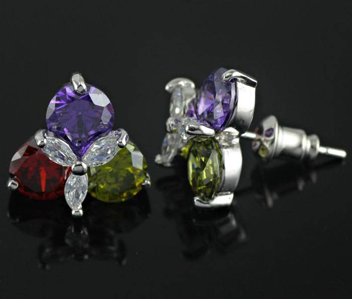 ewelry Gemstone Silver Stud Earrings 14mm F