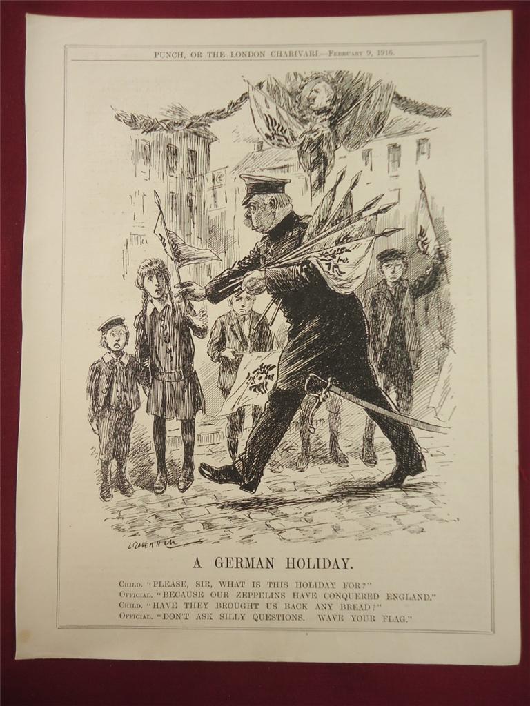 Punch Cartoon 1916 Original Page WW1 Kaiser Wilhelm Franz Ferdinand