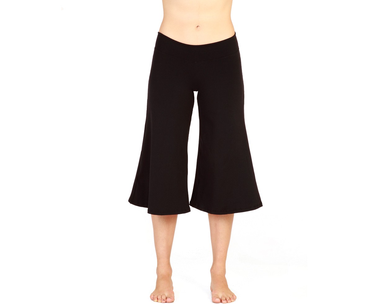 New Black COMFY GAUCHO XL 1X 2X 3X Plus Size Capri Yoga Pants Wide Leg Womens | eBay