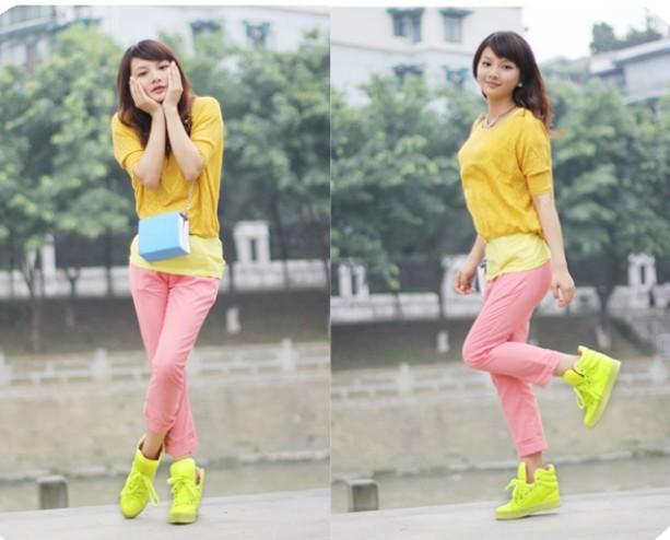 Womens High fashion Candy cute sweet color Platform sport shoes boots