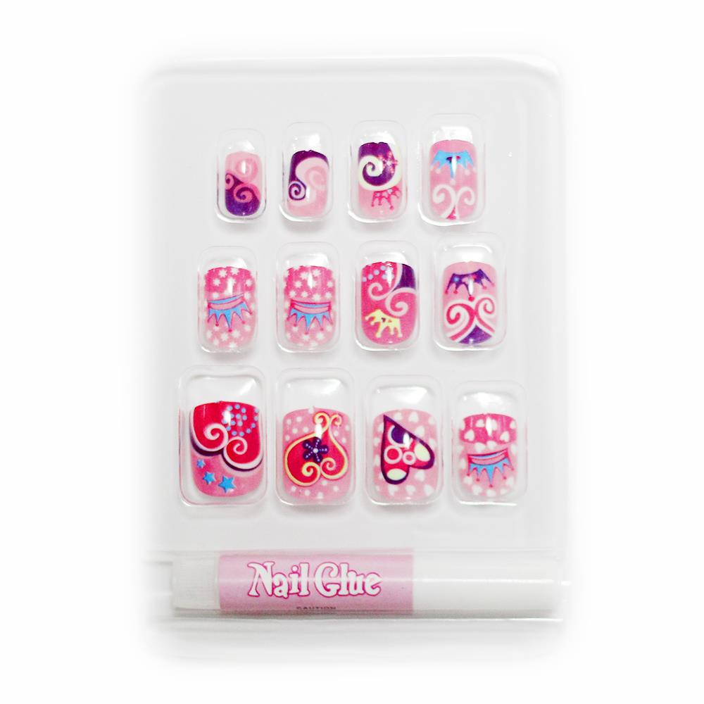NEW For KIDS CHILD GIRL DIY FALSE FAKE NAILS NAIL TIPS FRENCH 12pc SET