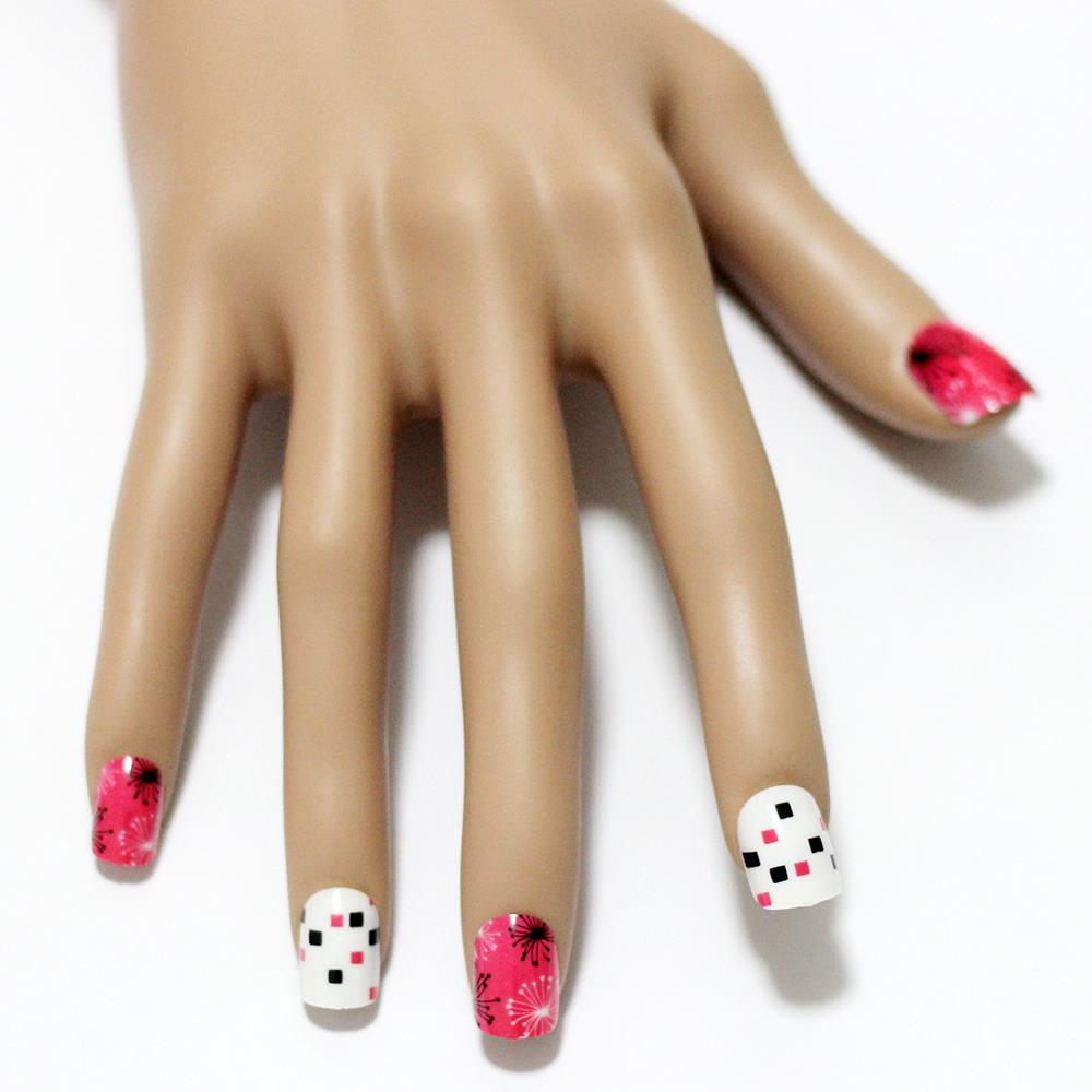 NEW For KIDS CHILD GIRL DIY FALSE FAKE NAILS NAIL TIPS FRENCH 12pc SET