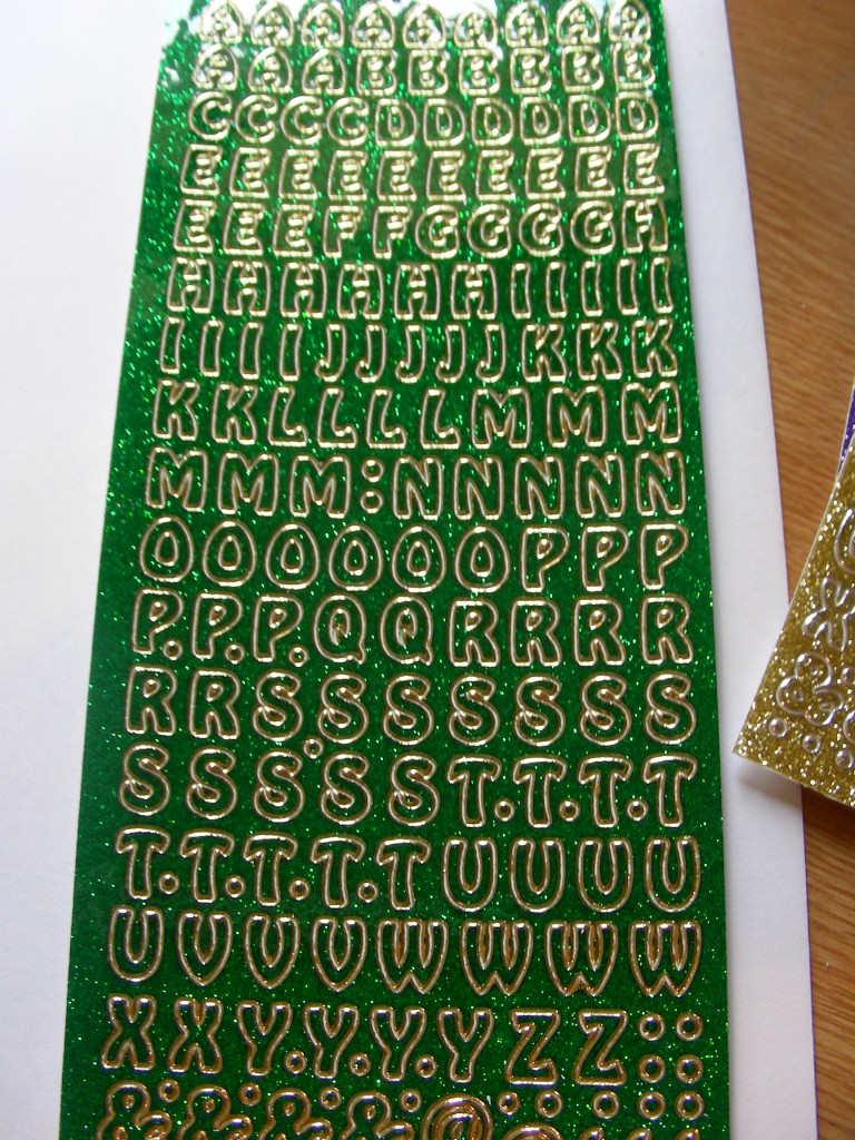 GLITTER ALPHABET LETTERS PEEL OFFS STICKERS sheet cardmaking