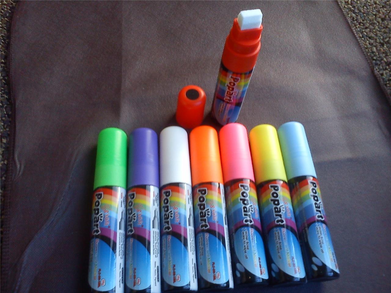 Fluorescent neon chalk LARGE markers 8 colors US SELLER