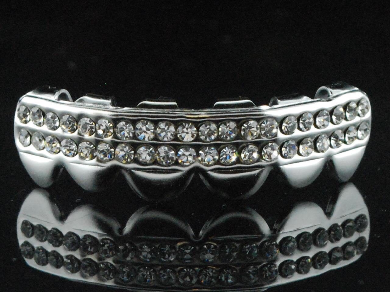 Mens & Ladies Brass 14k White Gold Finish Lab Diamond Hip Hop Top