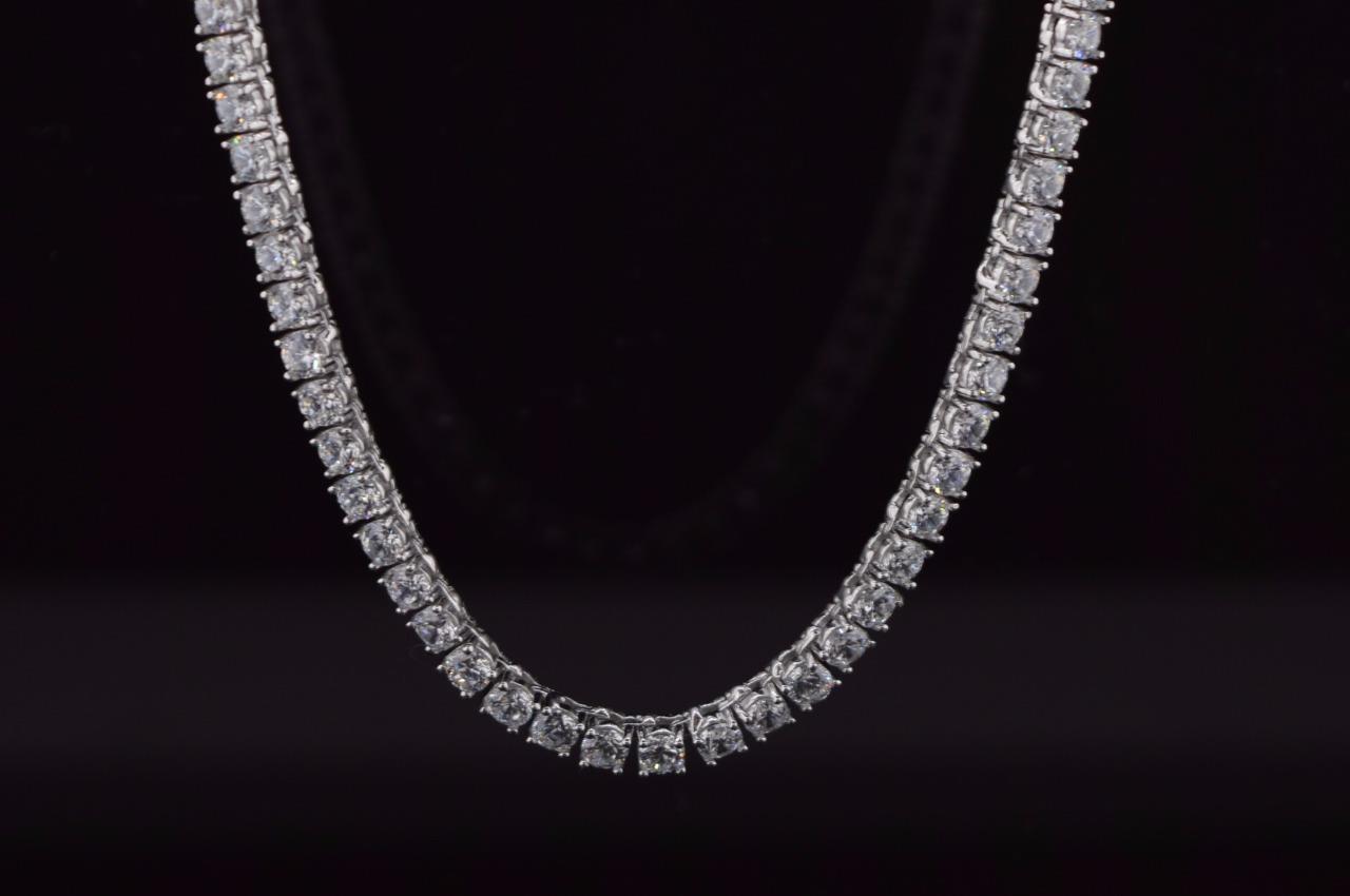 Ladies Men Sterling Silver .925 White Cubic Zirconia 3mm Tennis Chain