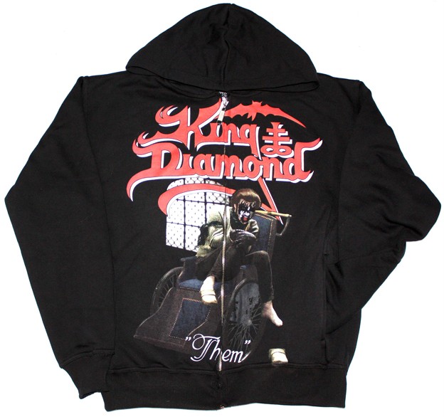 KING DIAMOND THEM MERCYFUL FATE ZIPPED HOODIE WITH POCKETS NEW BLACK