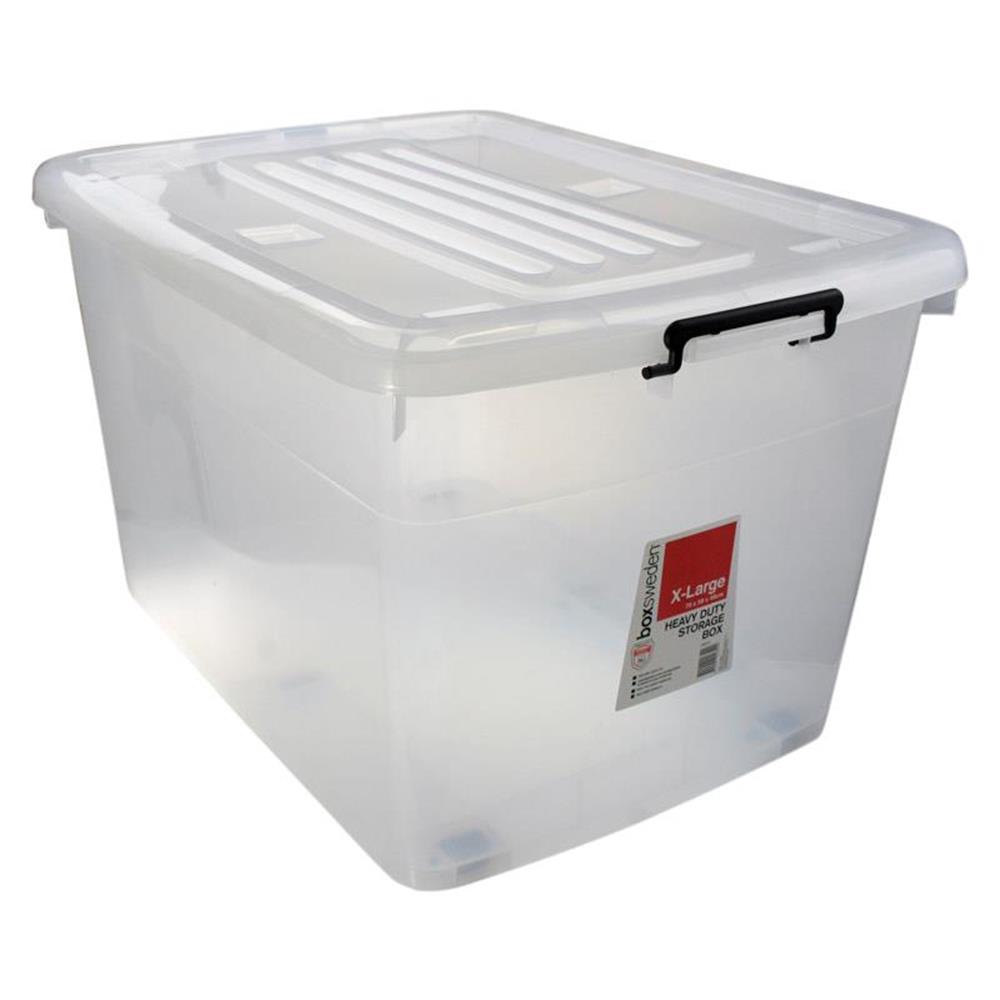 3 x 150L HEAVY DUTY Plastic Storage Boxes + Wheels & Lid Tubs