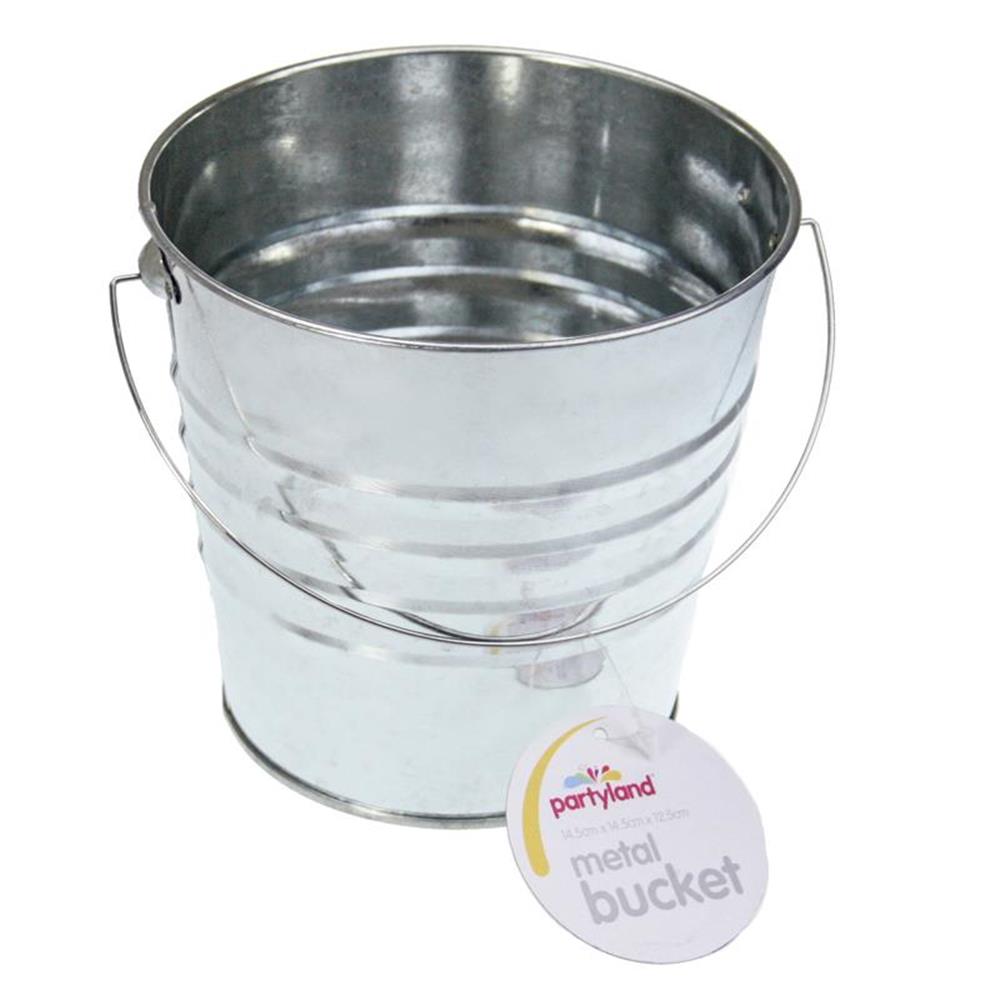 6 x Large Galvanized Silver Tin Metal Pail Bucket Wedding Flower Lolly