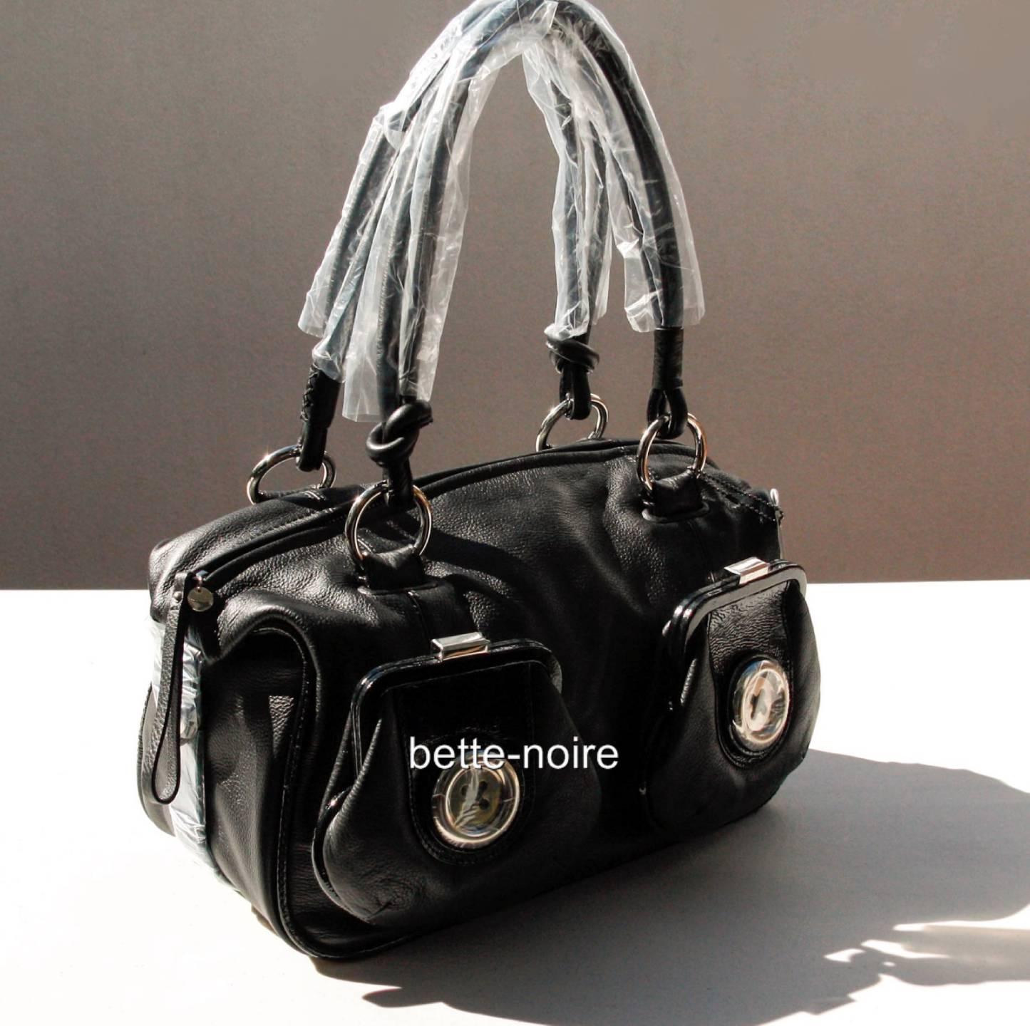 MIMCO Metal Button Zip Top Black Leather Bag RRP 450 BNWT Handbag