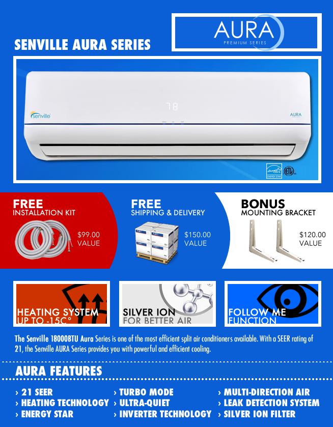Senville Aura 18000 BTU Heat Pump & Split Air Conditioner Energy Star