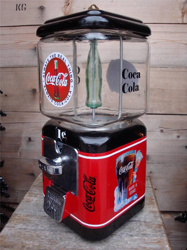 Vintage COCA COLA Gumball Candy Machine Coke Soda Jerk Sign Rare Gas