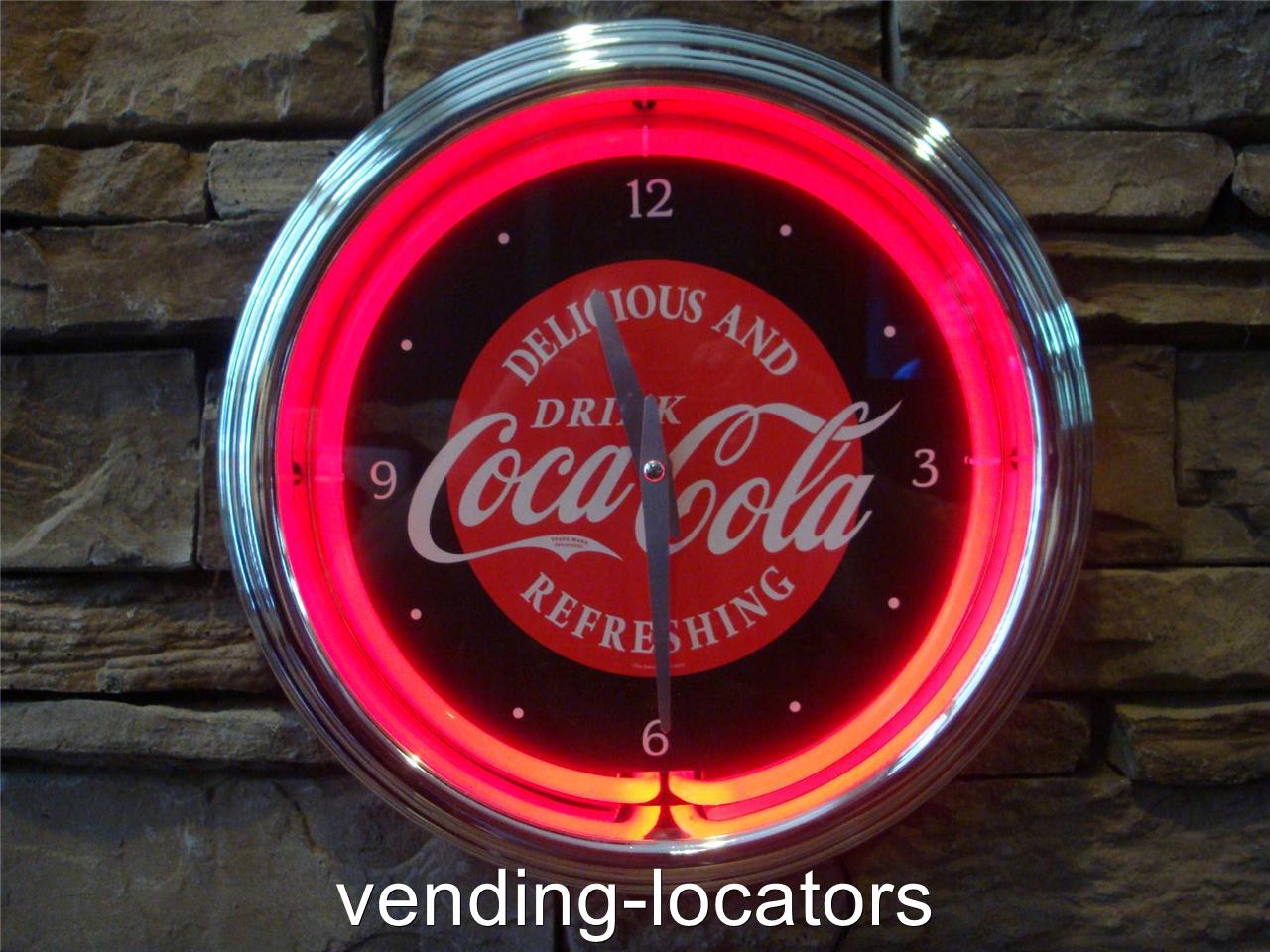 COCA COLA NEON WALL CLOCK COKE Cooler Bottle Retro Art Deco Old Style Sign