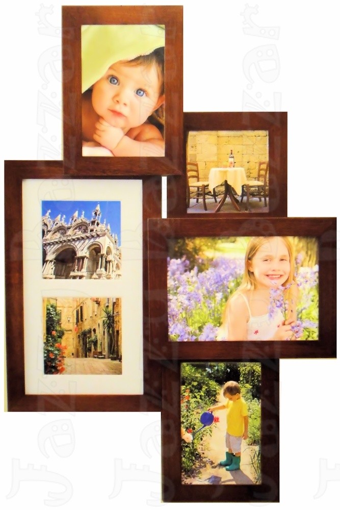 12 PHOTOS Timber PICTURE COLLAGE 10 Frames WOODEN Walnut Brown Wall Table NEW eBay