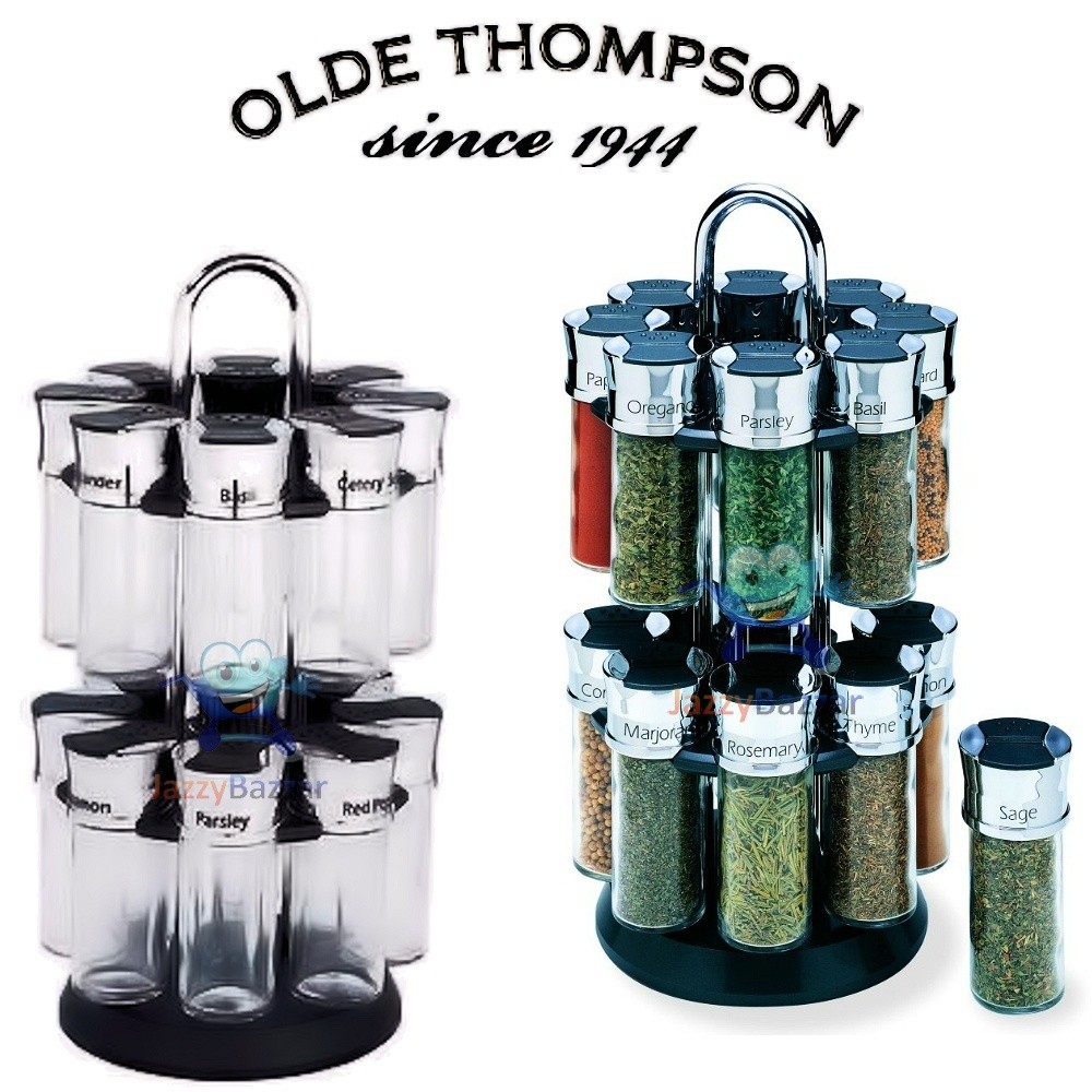 Olde Thompson Orbit Spice Rack 16 Glass Herb Spice Jars Holder Carousel