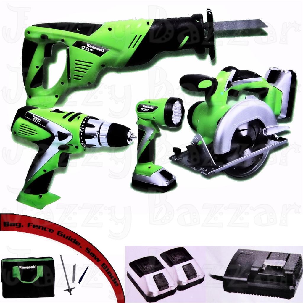 Kawasaki 18v Cordless Combo Tool Kit Lithium Ion Drill Driver Circular