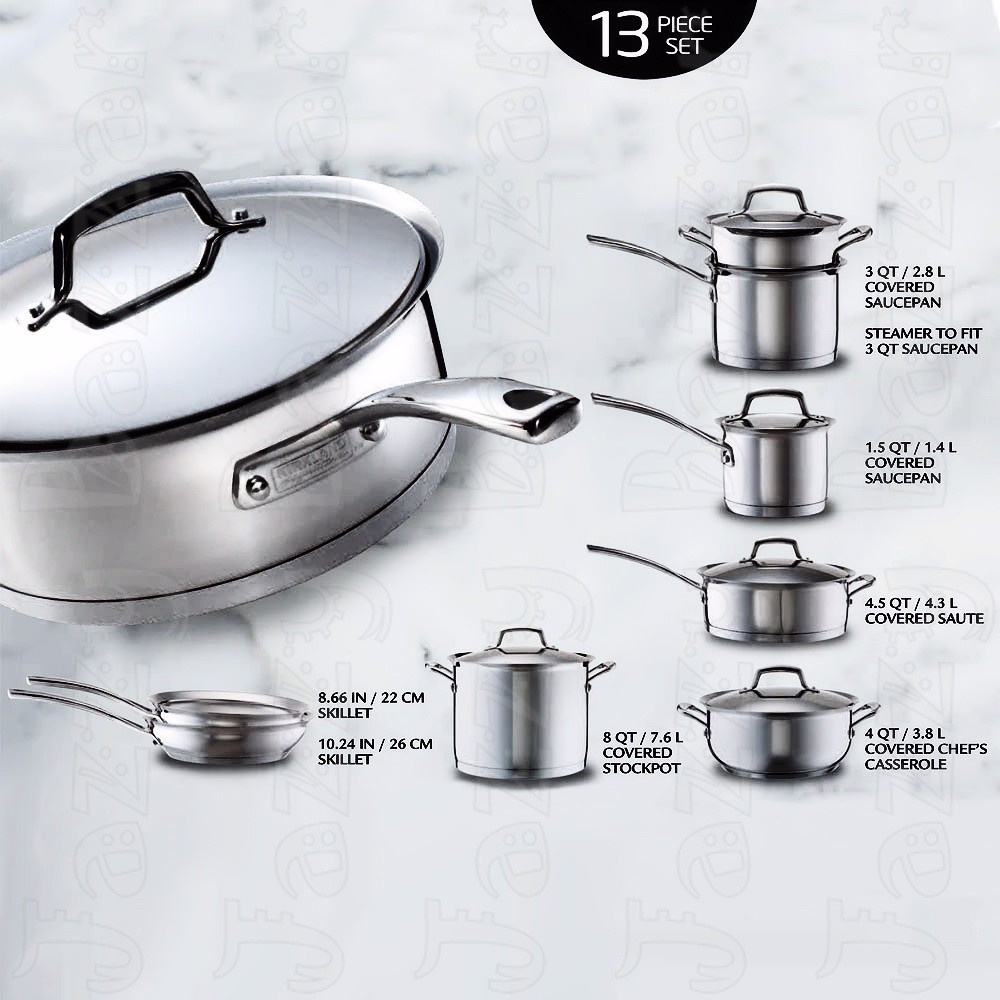 NEW Kirkland Signature 13 pc 18/10 Stainless Steel Cookware Set piece Kirkland Signature Stainless Steel Pots And Pans