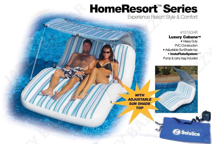 aqua luxury pool lounge with canopy