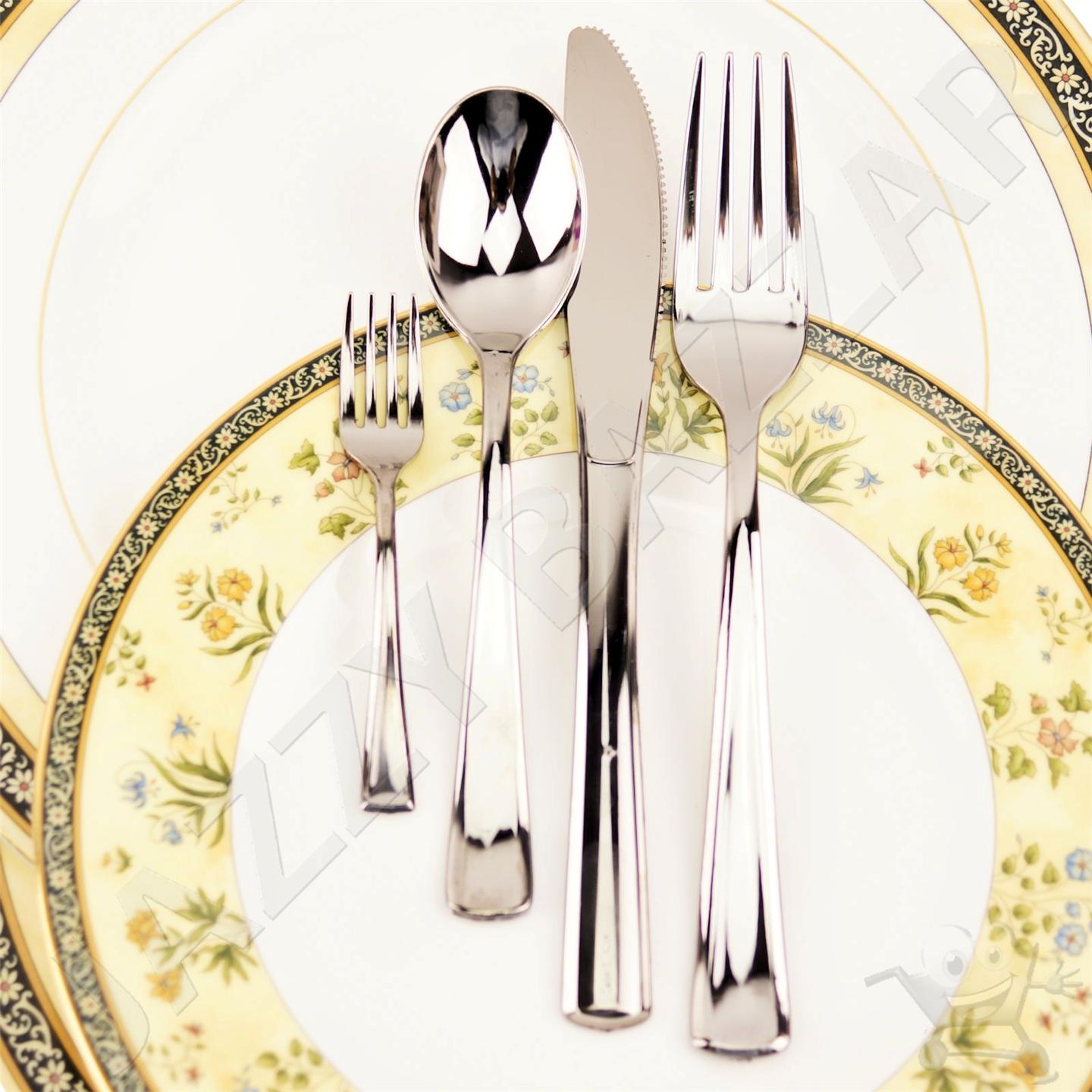 200 Disposable Plastic Cutlery Mozaik Silverware Silver Look Forks