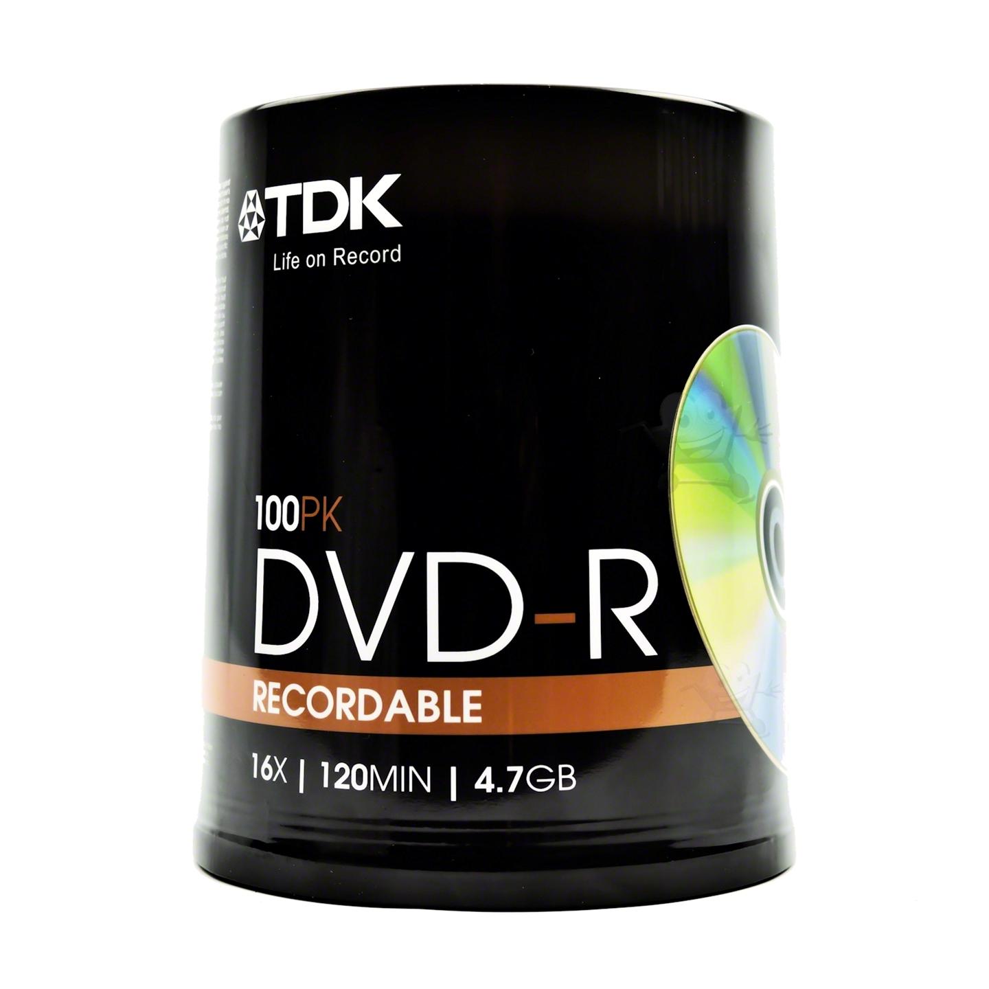 100 TDK Gold Series DVDR 4.7GB Blank Recordable Discs 16X 100 Pack